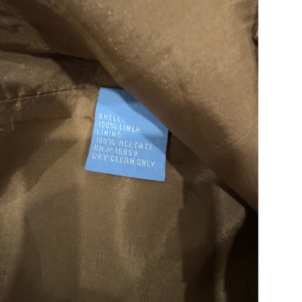 J. McLaughlin Brown Linen Wide Leg Trousers High Waisted Button Tab Size 14 - Picture 4 of 8